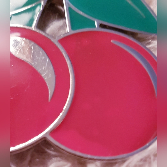 Lucky Cherries Belt Buckle Red and Green Cherry Pewter Metal Unisex - Picture 6 of 6